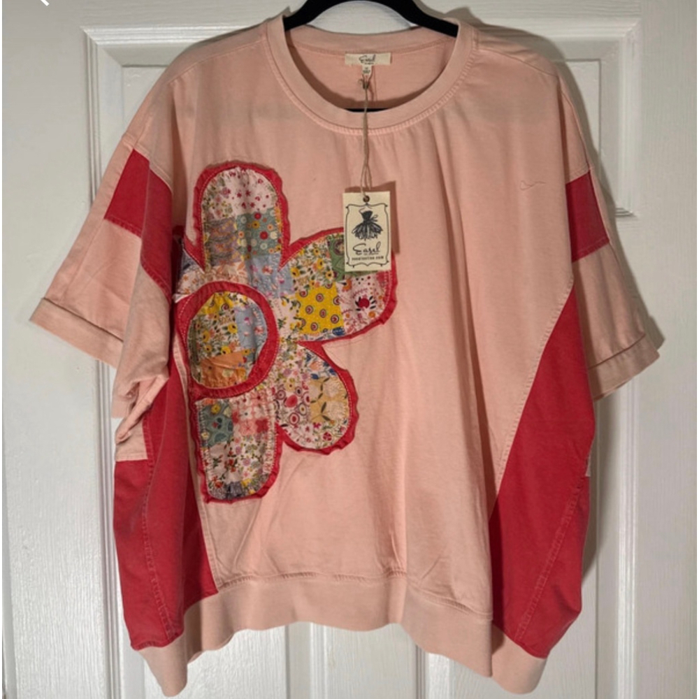 Women's Oversized Easel Peach Patchwork Flower Sh… - image 6
